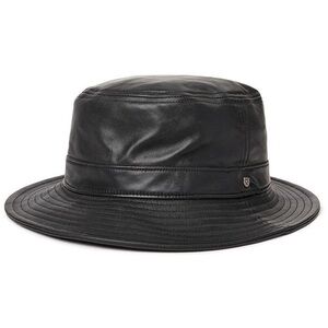 Brixton Black Leather Bucket Hat